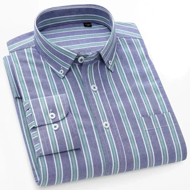 Men's Lavender & Mint Striped Long Sleeve Shirt